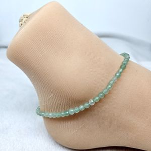 3053# 切面东陵玉 Cutting Aventurine（财富 Wealth，健康 Health）天然水晶脚链Natural Crystal Anklet 东陵玉脚链Aventurine Anklet