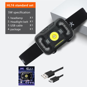 SUPERFIRE HL16 Headlamp LED Rechargeable Head lamp Super Bright 450 Lumens COB Headlamp Motion Sensor and Red Light with USB Cable 5 Modes