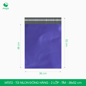 MT5T2- 38x52 cm - Combo 50 túi nilon niêm phong đóng hàng 2 lớp - Tím