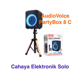 Portable Speaker Wireless Audiovoice Partybox 8C Mic 8 inch BONUS Stand Portabel Audio Voice