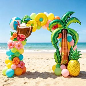 CHUN053634 Vật liệu giấy bạc Đồ trang trí bằng bóng bay giấy bạc Thiết kế đầy màu sắc Họa tiết Hawaii Bong Bóng Tiệc Bên Hồ Bơi Theo mùa Các hình dạng đa dạng Bóng bay chủ đề Hawaii Dành cho đám cưới trên bãi biển
