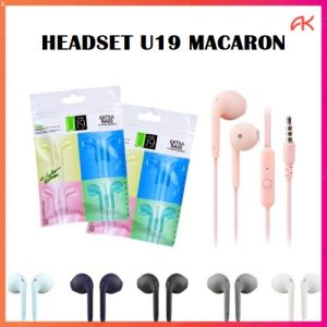 HEADSET MACARON U19 HANDSFREE MACARON HIFI EXTRA BASS MATE COLORFULL EARPHONE JACK 3.5MM WITH MIC [FS]