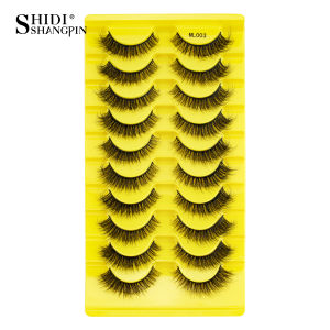 SHIDISHANGPIN 10 Pairs Fluffy False Eyelashes Soft Faux Mink Messy Lashes