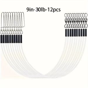 SHUBA 12pcs Ball Bearing Swivel Fishing Leader Line With Swivels Fluorocarbon Fluorocarbon Leader Line Fishing Supplies With Snaps Wire Leader Fishing Line Saltwater Fishing