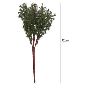 1/4Pcs Artificial Green Pine Needle Christmas Pine Cone Branch DIY Wreath Xmas Tree Ornament New Year Party Decoration Supply