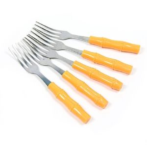 Combo 10 cây dĩa inox cán nhựa hình cây trúc dùng ăn hoa quả rất tiện dụng bền đẹp