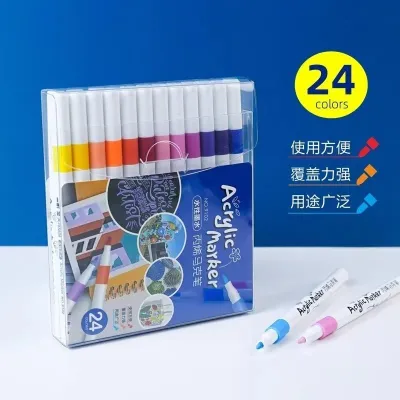 Hộp Bút 24/36/60 Màu Acrylic Marke Cao Cấp Chống Nước Màu Sắc Tươi Sáng - Bút Lông Màu Vẽ Trên Mọi Chất Liệu