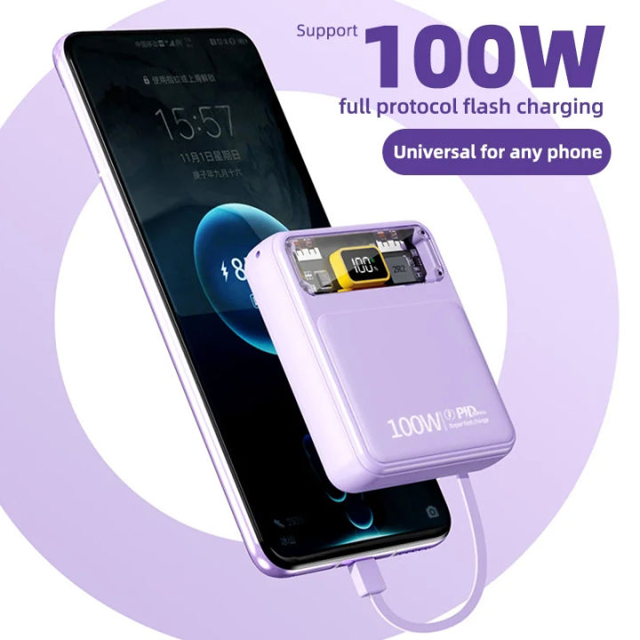 🇸🇬 Fast Delivery 4in1 Portable Mini Power bank 20000mAh PD 100W Super ...