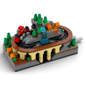 Assembling Building Blocks Hand-Cranked MovableCountry Railway Track Train Scene Alps Childrens Gift