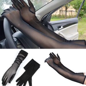 Wedding Party Gloves Elastic Sheer Tulle Bridal Sunblocks Long Glove for Women and Girls Party Prom Fancy Balls