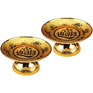 Buddha Front Thickened Alloy Fruit Plate Buddhist Temple Supplies Home Restaurant Living Room High Footed Tray