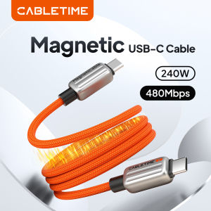 CABLETIME Cáp PD từ tính 240W Bộ chuyển đổi sạc nhanh USB C sang USB C Cáp nguồn loại C sang C cho máy tính xách tay Macbook Samsung iPad2026