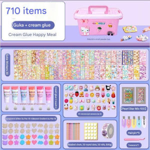 710PC Childrens DIY Sticker Craft Set / Butter Glue Set Toy / Acrylic Sticker Card Sticker / Birthday Gift