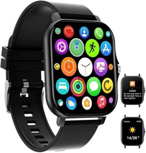 Smart Watch 1.81" Upgraded Full Touchscreen Smart Watch for Android iPhones with MonitorMultiple Sports Fitness Tracker (Black)