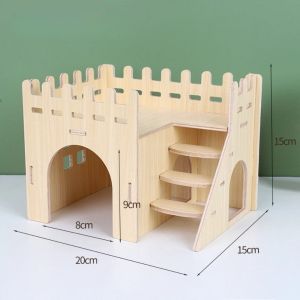 MUSASI Easy to Install Hamster Villa Wooden Chewable Platform House Cage Accessories Seesaw Swing Pet Supplies
