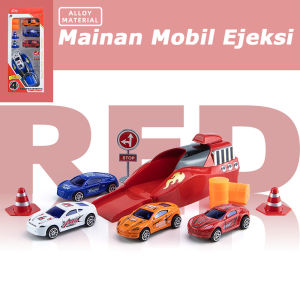 Mainan Mobil Ejeksi Anak dengan 4 Mobil Kecil Bahan Alloy Mainan Mobil Anak