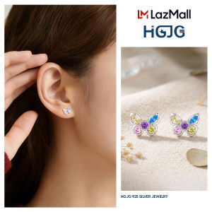 Bông Tai Nữ Họa Tiết Đôi Bướm Bạc S999 HGJG Đính Đá Nhiều Màu Lấp Lánh Trẻ Trung Đeo Hằng Ngày
