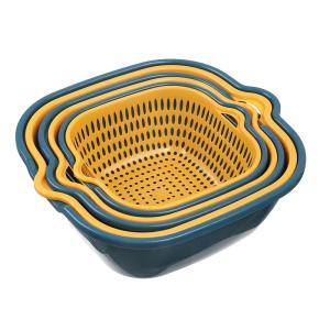 6pcs Bowl Strainers Set Plastic Double Layered Drain Basket Bowl Washing Colander Stackable Set Basket Used For Soak Wash Drain Vegetables And Fruit Colanders