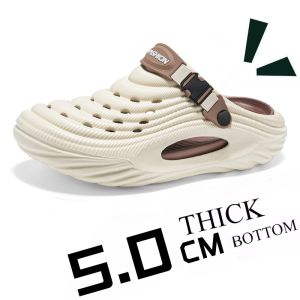 New EVA Hollow Out Sandals For Men Summer Outerwear Korean Style Student Bag Head Slippers Anti-Slip Beach Shoes