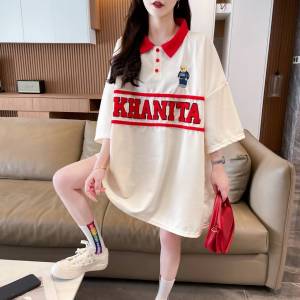 (A75)  เสื้อแขนสั้นคอปก เสื้อโปโล เสื้อคู่ Oversize รอบอก 52-60 นิ้ว งานปักด้านหน้า ผ้าวาฟเฟิล ผ้าไม่ยืด พร้อมส่งในไทย