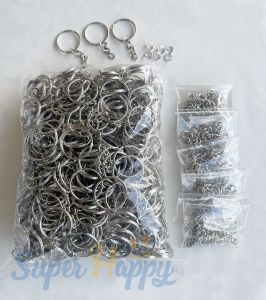 พวงกุญแจมีโซ่(Set 200/300 ตัว) ขนาดห่วง25MM พร้อมห่วงปลายกลม สำหรับทำพวงกุญแจ DIY