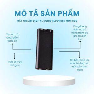 Máy ghi âm Digital Voice Recorder Mini 8gb thu âm rõ nét pin lâu dễ sử dụng hằng ngày