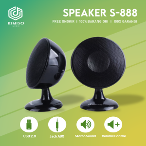 Speaker Mini Komputer / Laptop Kisonli S888 Putih Super Bass Effect With Volume Control - KIMISO