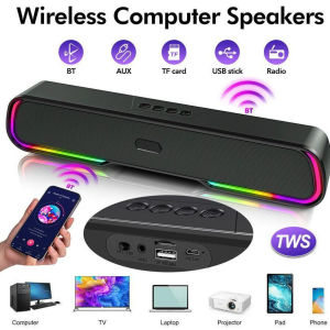 Speaker Bluetooth Portable Super Bass Hi-Fi Stereo Soundbar RGB LED Light Music Box Computer TV Phone TF Card USB Mini Salon Bluetooth Speaker Subwoofer 360° Stereo Surround