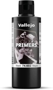 Vallejo Black Acrylic Primer Matte Finish and Fast Drying Perfect for Airbrushing and Great Adhesion to Figurines and Scale Mode