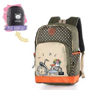 Tas backpack anak perempuan IBH KID 863 cordura hijau kombinasi | tas sekolah anak cowok sd tk tas ransel anak tas gendong tas punggung terbaru produk bandung FREE RAINCOVER