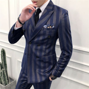 GUKENRO 3PCS Blazer for Men Korean ( Coat+Vest+Pants) Slim Fit Mature Groom Wedding Formal Dinner Office Male Suits Set