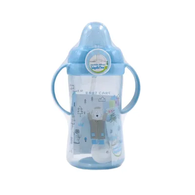 Babi care เบบี้แคร์ ขวดหัดดื่ม ขวดนมหัดดื่ม แบบหลอดดูดซิลิโคน 8 oz. ไม่ดูดไม่ไหลแบบหลอด