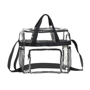 PVC Transparent Makeup Bag See Through Tote Bag with Shoulder Strap Large Capacity Storage Bag for Travel Work Sports