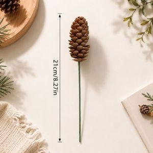 NOBLELYN 10Pcs Pinecone Embellishments Artificial Christmas Picks Plastic Material  Sprigs Design Decorative Branches Artificial Vase Ready Fake Pine Sprigs Holiday Decor