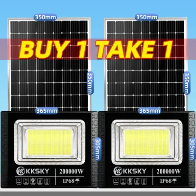 KKSKY【1 แถม 1】ไฟโซล่าเซลล์ 20000W 80000W โซล่าเซลล์ ไฟสปอร์ตไลท์ หลอดไฟ LED solar light outdoor กันน้ำ IP68 ควบคุมรีโมท เปิดอัตโนมัติ รับประกัน 30 ปี