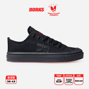 Dorks Classic Low Full Black - Sepatu Sneakers Casual Pria Wanita Sepatu Sekolah Dorks