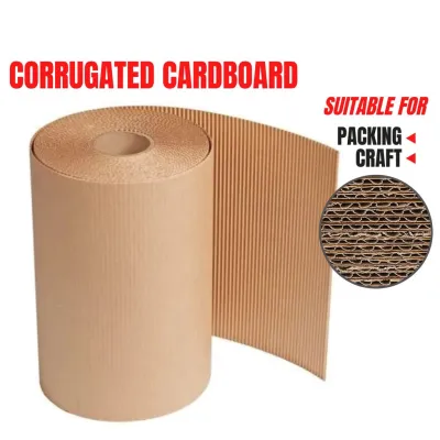 Corrugated Single Facer Paper Roll 51” X 10m Brown Colored Cardboard Sheets Suitable for Packing Mailing Crafts Kotak
