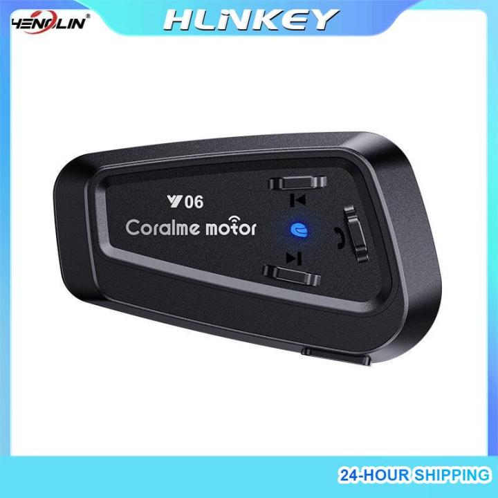 HLINKEY Y06-Max ชุดหูฟังติดมอเตอร์ไซค์,บลูทูธ5.3อัจฉริยะกันน้ำใช้ได้สอง IPX6แบตเตอรี่20ชม. สเตอริโอชุดหูฟังบลูทูธสำหรับมอเตอร์ไซต์ทวิภาคี