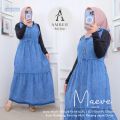 MAEVE Overall Jeans Wanita Rok Terbaru Kekinian Murah Snow Blue Black - Jumpsuit Baju Kodok Terusan Overall Dress Wanita Dewasa OOTD Remaja Muslim Muslim Modern Bahan Jeans denim by BERHIJAB. 