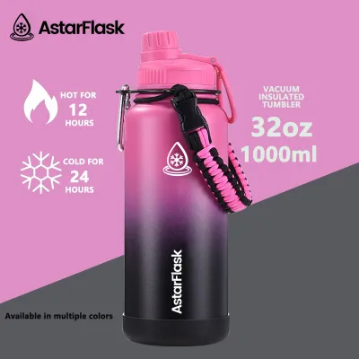 AstarFlask 32oz 1000ml Tumbler Hot And Cold With Rope Sport Water Bottle 304 Stainless Steel Vacuum Flask AguaFlask