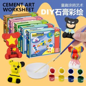 Cement Art Toys/ Refrigerator Art Toy/ Refri Magnet/ DIY玩具儿童彩绘创意上色涂彩石膏娃娃 动物 恐龙 太空人 公主 流体熊/ Permainan Cement Peti Sejuk