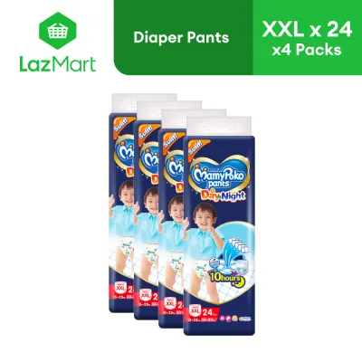 MamyPoko Day and Night Baby Diaper Pants Bundle XXL (24 pcs) x 4 packs - for 15-25 kg
