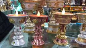 Tibetan Style Alloy Rechargeable Butter Lamp LED Buddhist Altar Light Cordless Electric Candle for Prayer Room Lampu Sembahyang Buddha