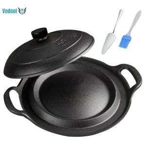11 Inch Cast Iron Skillet with Lid Frying Pan Chefs Pan Fry Pan for Frying Baking Grilling Indoor Outdoor Cooking [Vodool Official Center]