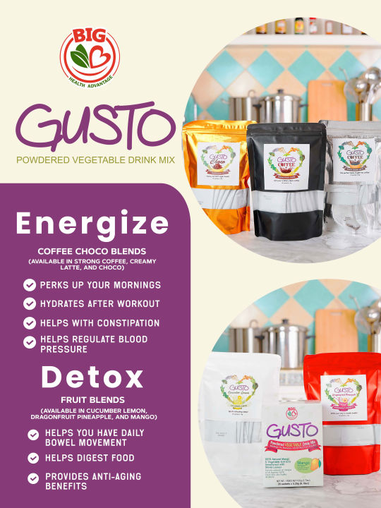 GUSTO POWDERED VEGETABLE DRINK MIX Energizer and Detoxifying Drink