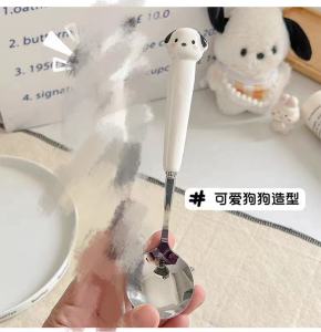 Dreamo Kawaii Pochacco Ceramic Stainless Steel Tableware Set Cute Dog Puppy Fork Spoon Chopsticks Portable Utensils Set with Storage Box 帕恰狗餐具