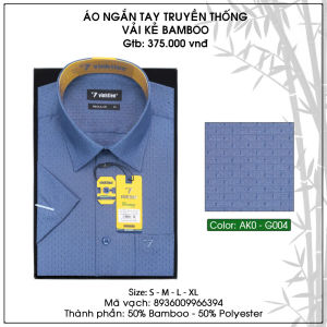 Áo Sơ Mi Bamboo Pha Poly Ngắn Tay Dáng Regular_ Vạt Ngang Vĩnh Tiến Sọc Caro 375 N3