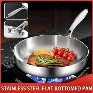 DSFSI 316L Stainless Steel Frying Pan Fast Heating Thickened Cooking Pan Multifunctional Non-Stick Saute Pan for Gas Stove Induction Cooker