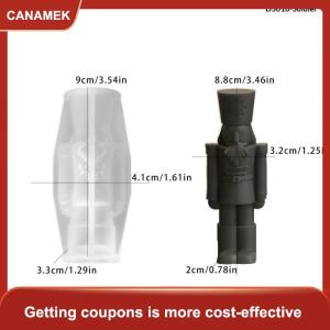 【CANAMEK 】 1Pcs Soldier Candle Plaster Cement King Figurine Wax Product Casting Tool For DIY 3D Nutcracker Ornament Silicone Mold