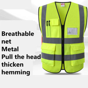Re flective vest coat construction fluorescent sanitation worker traffic cloth clothes riding straps